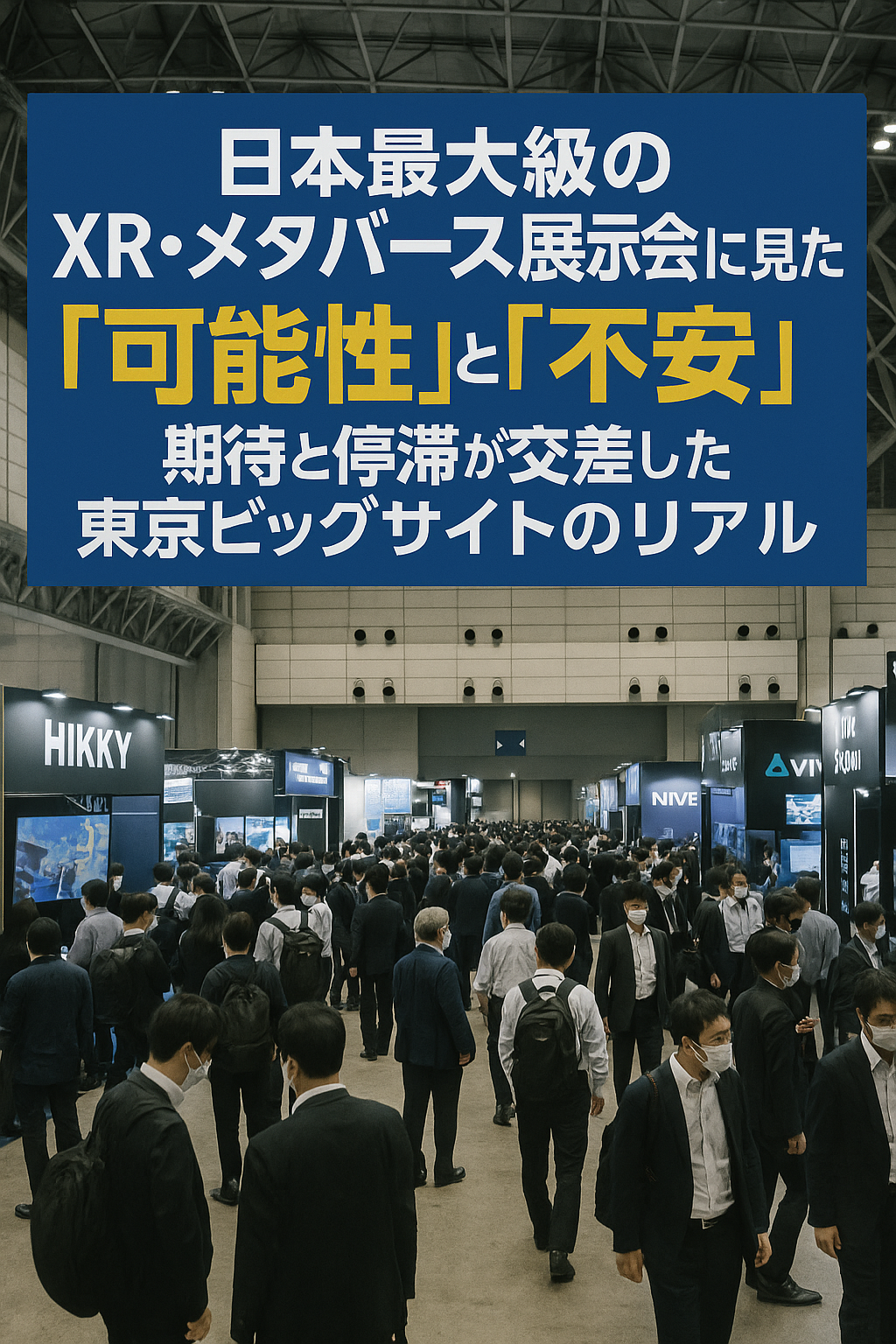 20250804_1147_メタバース展示会の未来_simple_compose_01k1sffse4etybnekr3nt00xtq 日本最大級のXR・メタバース展示会に見た可能性と不安──期待と停滞が交差した東京ビッグサイトのリアル コンテンツ開始