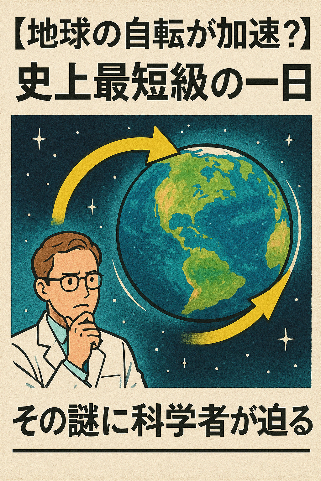 20250806_1647_地球の自転速度_simple_compose_01k1z5f3afe8n9sxvyjkd08qn3 【地球の自転が加速?】史上最短級の一日──その謎に科学者が迫る