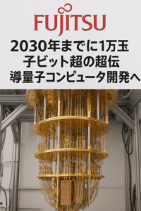 20250810_0759_量子コンピュータ開発計画_simple_compose_01k28gv9p9fvztqbvqpr6kr4ks 富士通、2030年までに1万量子ビット超の超伝導量子コンピュータ開発へ 開発ロードマップ