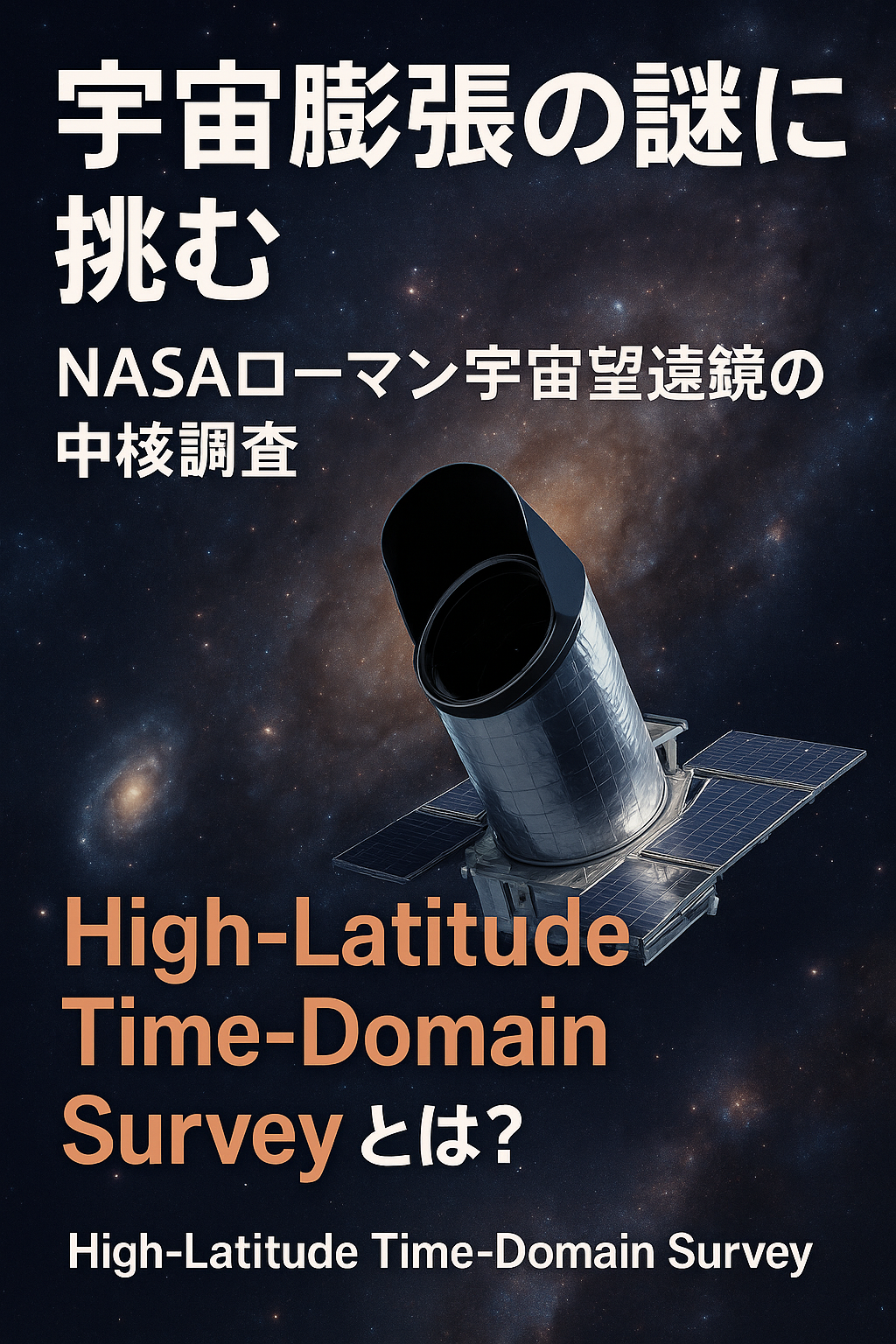 20250814_1051_宇宙膨張の謎_simple_compose_01k2k4b718f6ttfz7j50e7vq7y 【宇宙膨張の謎に挑む】NASAローマン宇宙望遠鏡の中核調査「High-Latitude Time-Domain Survey」とは? コンテンツ開始