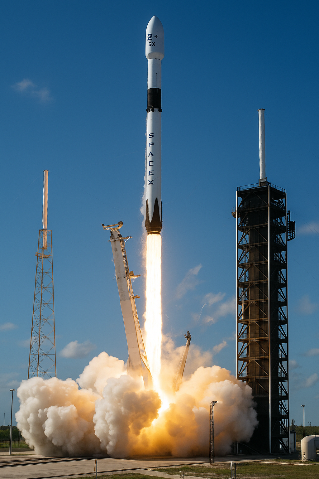 20250817_0804_スターリンク衛星打ち上げ_simple_compose_01k2thynsterttb8xfmqf9d21k スペースX、28基のスターリンク衛星を打ち上げ — ファルコン9がフロリダから成功裏に離昇