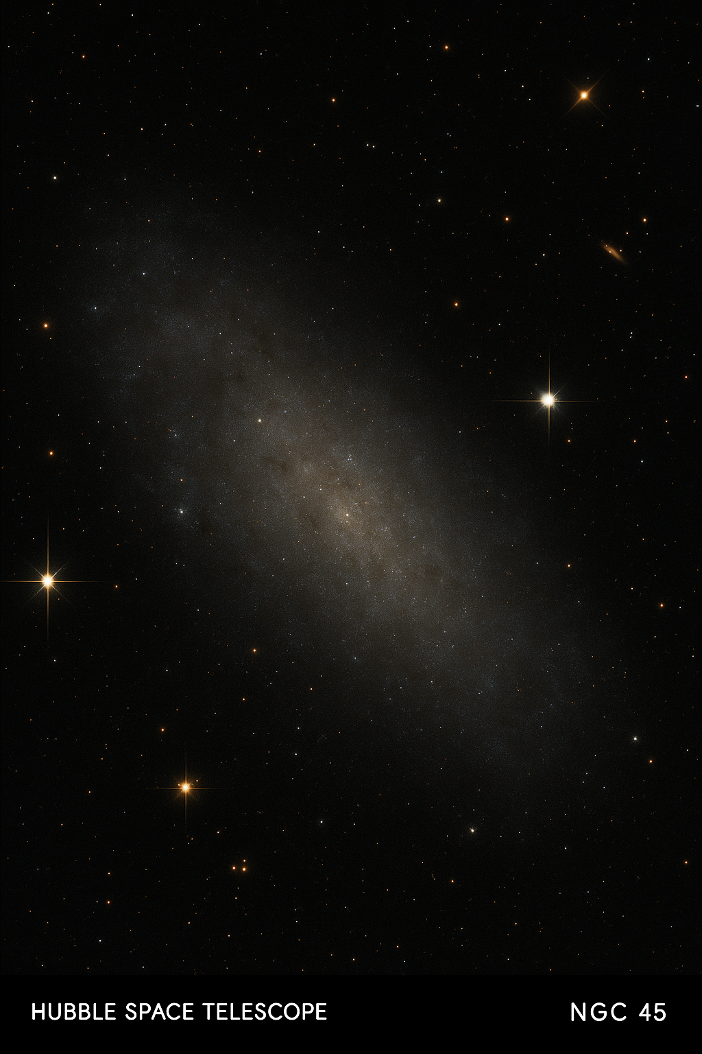 20250818_1649_銀河NGC 45観測_simple_compose_01k2y2c6qxe2hvan2cnxndn2pb ハッブル望遠鏡が観測 ―「低輝度で高関心」の銀河NGC 45 コンテンツ開始