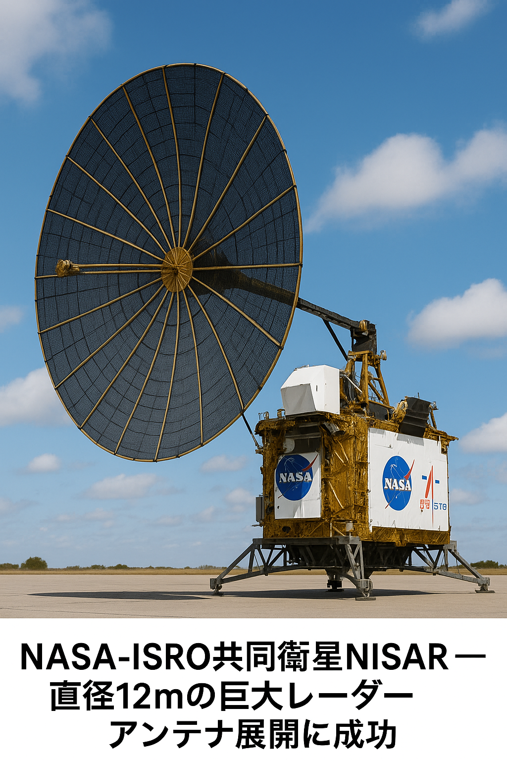 NASA-ISRO共同衛星NISAR ― 直径12mの巨大レーダーアンテナ展開に成功 コンテンツ開始 20250818_2024_巨大アンテナ展開成功_simple_compose_01k2yenqrhffc9en2njwvry2eb NASA-ISRO共同衛星NISAR ― 直径12mの巨大レーダーアンテナ展開に成功 コンテンツ開始