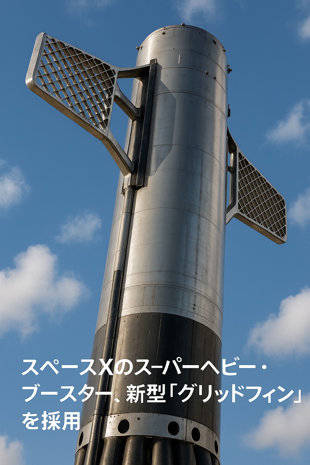 20250820_1315_新型グリッドフィン採用_simple_compose_01k32txdpyfg8r7yg62fpbzd4w まとめ記事:「SpaceXのSuper Heavyブースター、新型『グリッドフィン』を採用」(Aug 18, 2025) コンテンツ開始