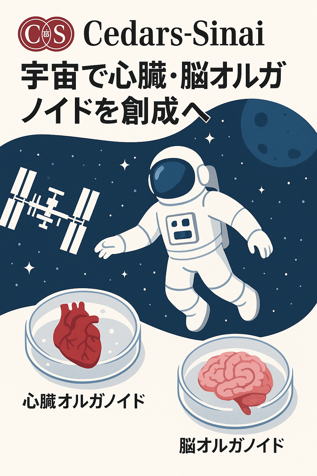 20250820_1335_宇宙の心臓・脳研究_simple_compose_01k32w2qf9fq4v3qanqkydsmv3 まとめ記事:「Cedars-Sinai、宇宙で心臓・脳オルガノイドを創成へ」(2025年8月) コンテンツ開始