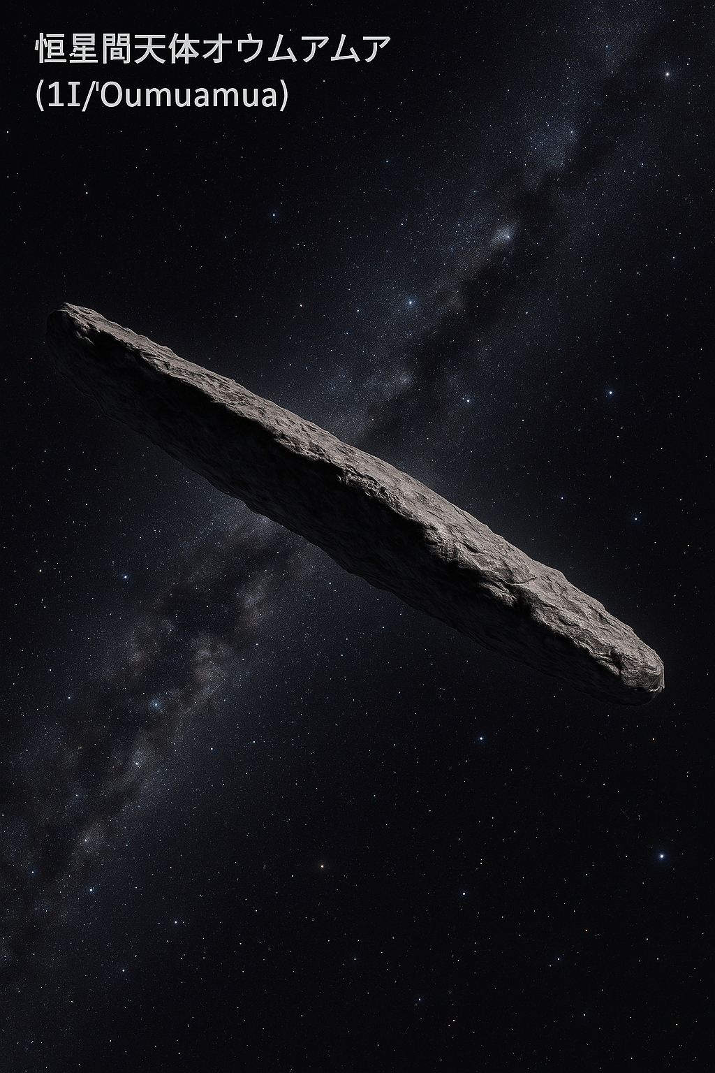 20250827_1930_オウムアムアの謎_simple_compose_01k3nh5ndeebvs6neeytqsaej1 恒星間天体オウムアムア(1I/ʻOumuamua)とは