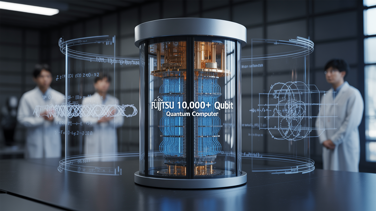 a-photograph-of-a-futuristic-quantum-com_coEY55XaTWOFYIlp8tivog_jBEVAGYMRk2kU2Zdex2SUg 富士通、2030年までに1万量子ビット超の超伝導量子コンピュータ開発へ コンテンツ開始