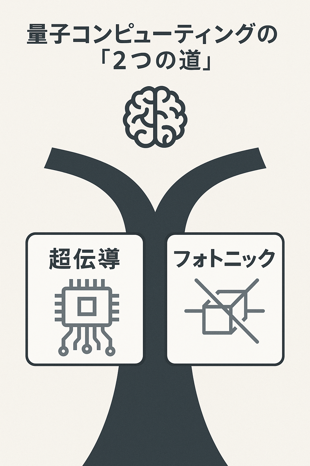 20251006_0935_量子コンピューティングの選択_simple_compose_01k6vf1746enx973rmq2229vsw 🧠 概要:量子コンピューティングの「2つの道」