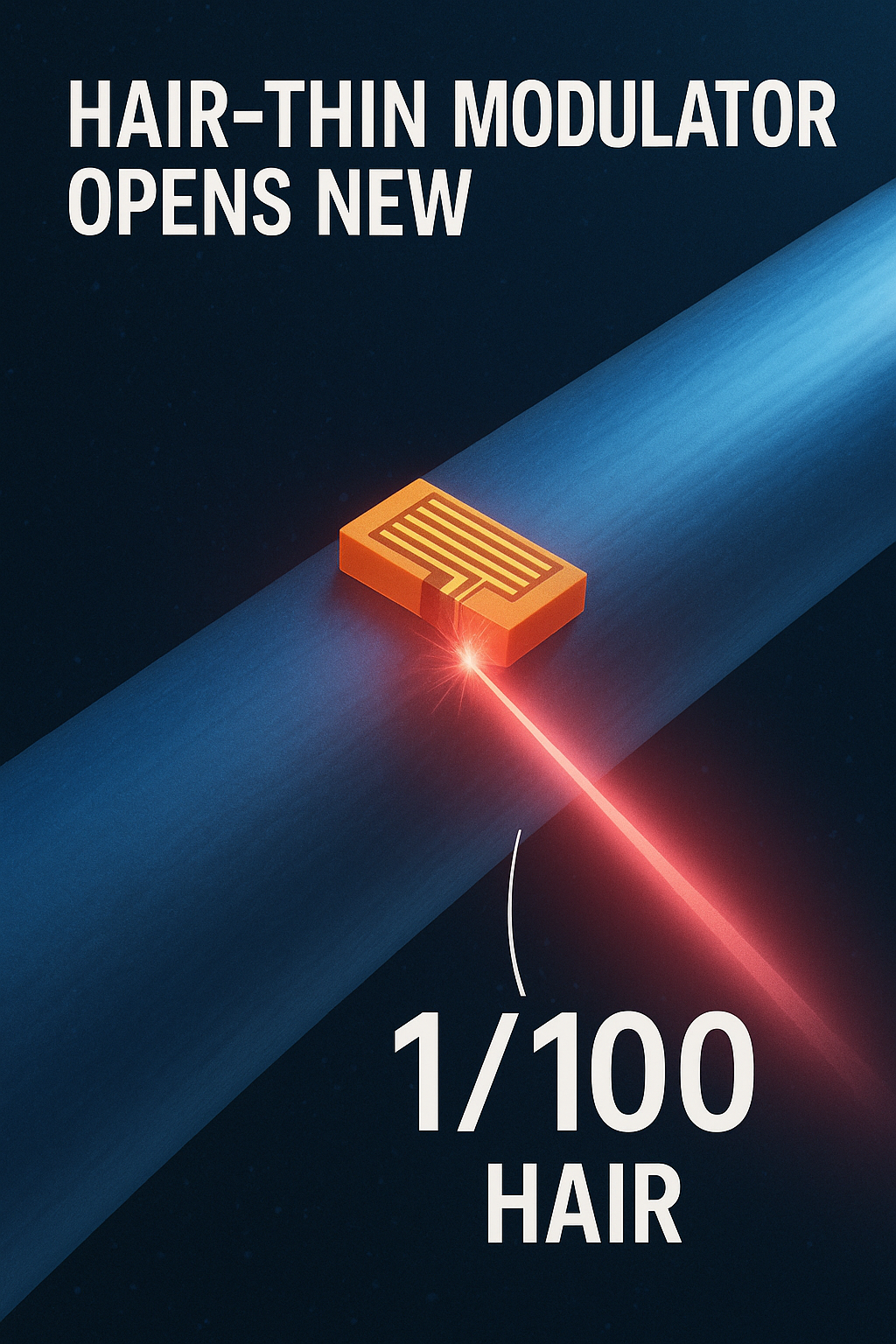 20251215_1321_光変調器の可能性_simple_compose_01kcg3rkvwfyx9kd4fp48pf359 髪の毛の100分の1サイズの光変調器が切り開く