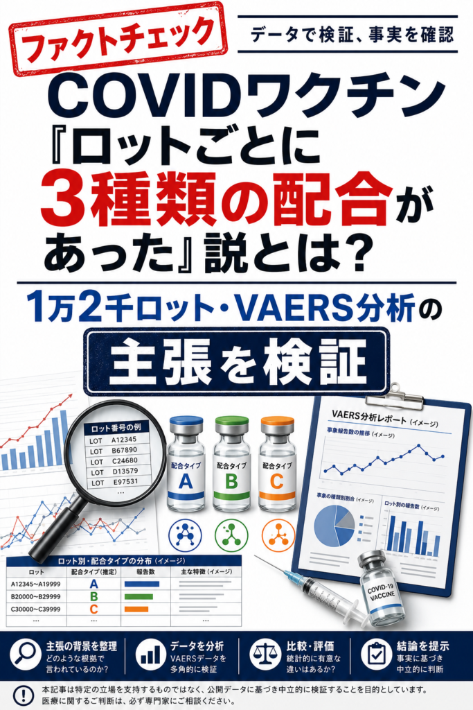 COVIDワクチン「ロットごとに3種類の配合があった」説とは？1万2千ロット・VAERS分析の主張を検証