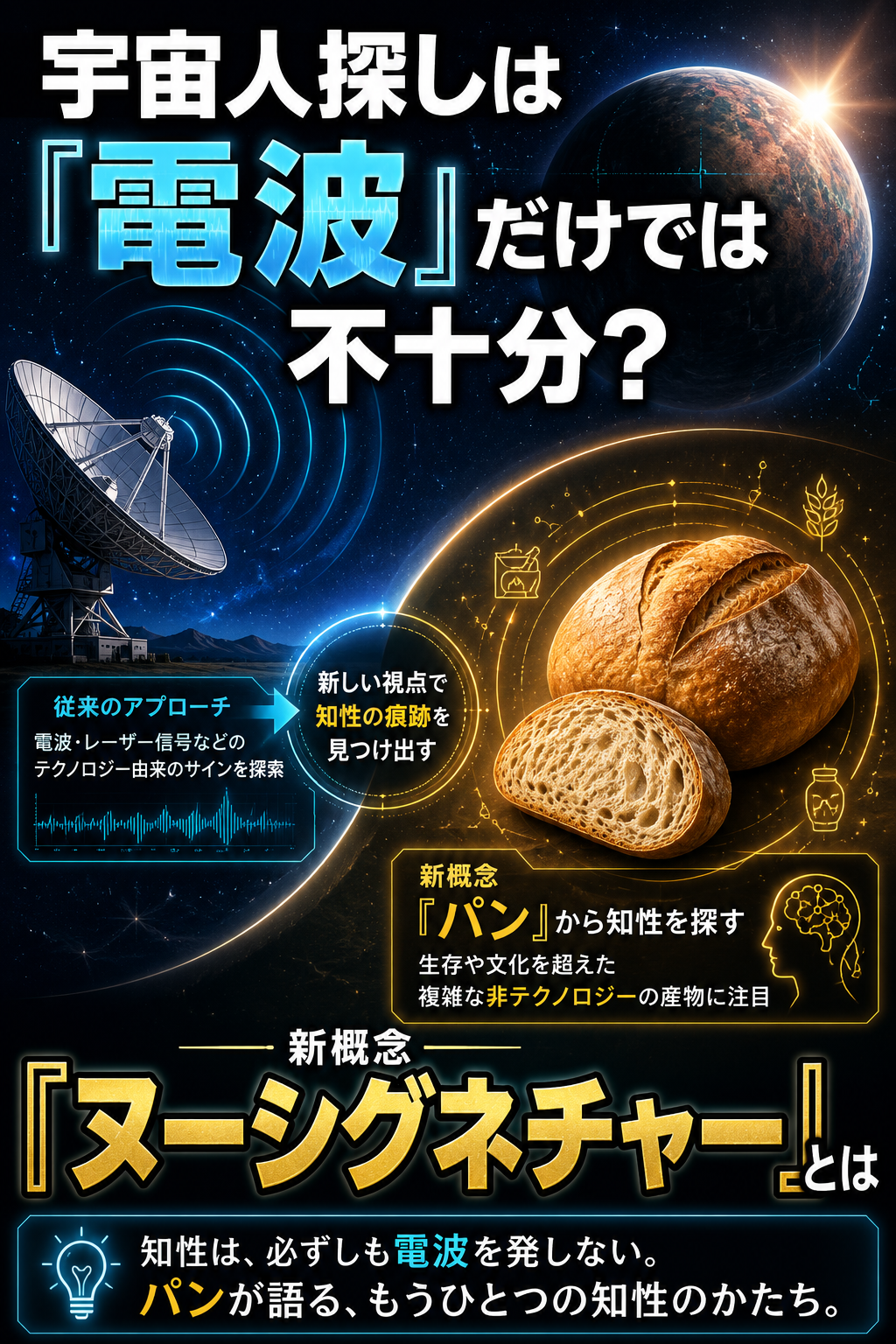 宇宙人探しは「電波」だけでは不十分？パンから知性を探す新概念「ヌーシグネチャー」とは