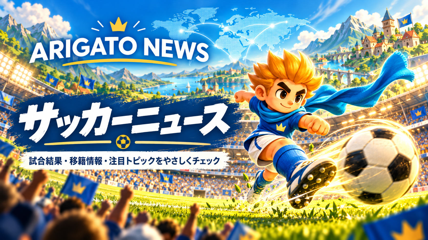 arigato.news カテゴリーサッカーニュース　横長バナー