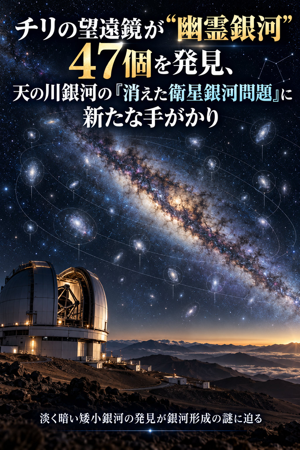 チリの望遠鏡が”幽霊銀河”47個を発見、天の川銀河の「消えた衛星銀河問題」に新たな手がかり