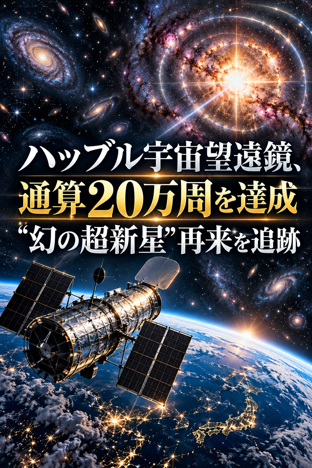 ChatGPT Image 2026年9月26日 16_43_00 ハッブル宇宙望遠鏡、通算20万周を達成 "幻の超新星"再来を追跡